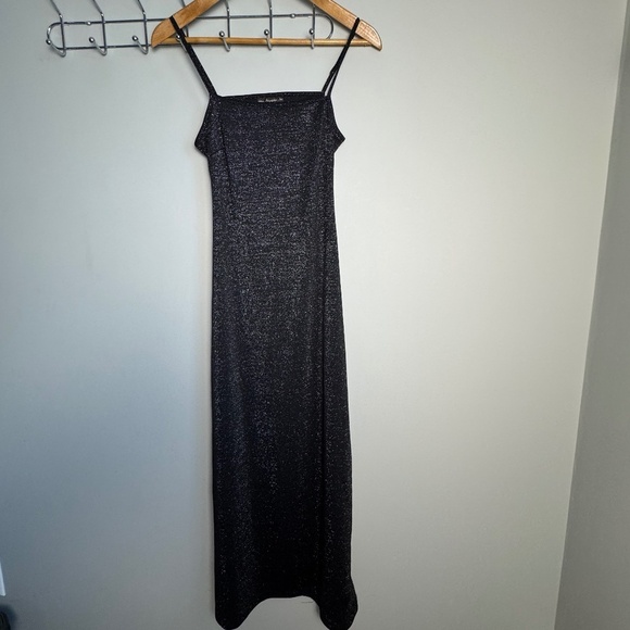 Accomplice Women's Vintage Spaghetti Strap Metallic Glitter Maxi Dress Black S - Picture 1 of 13